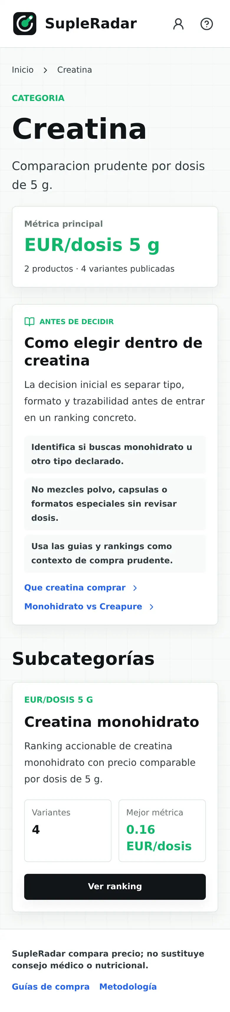 Categoria creatina mobile