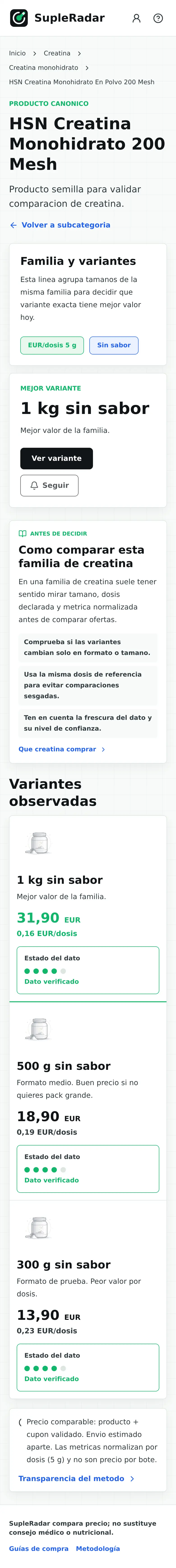 Producto creatina HSN mobile