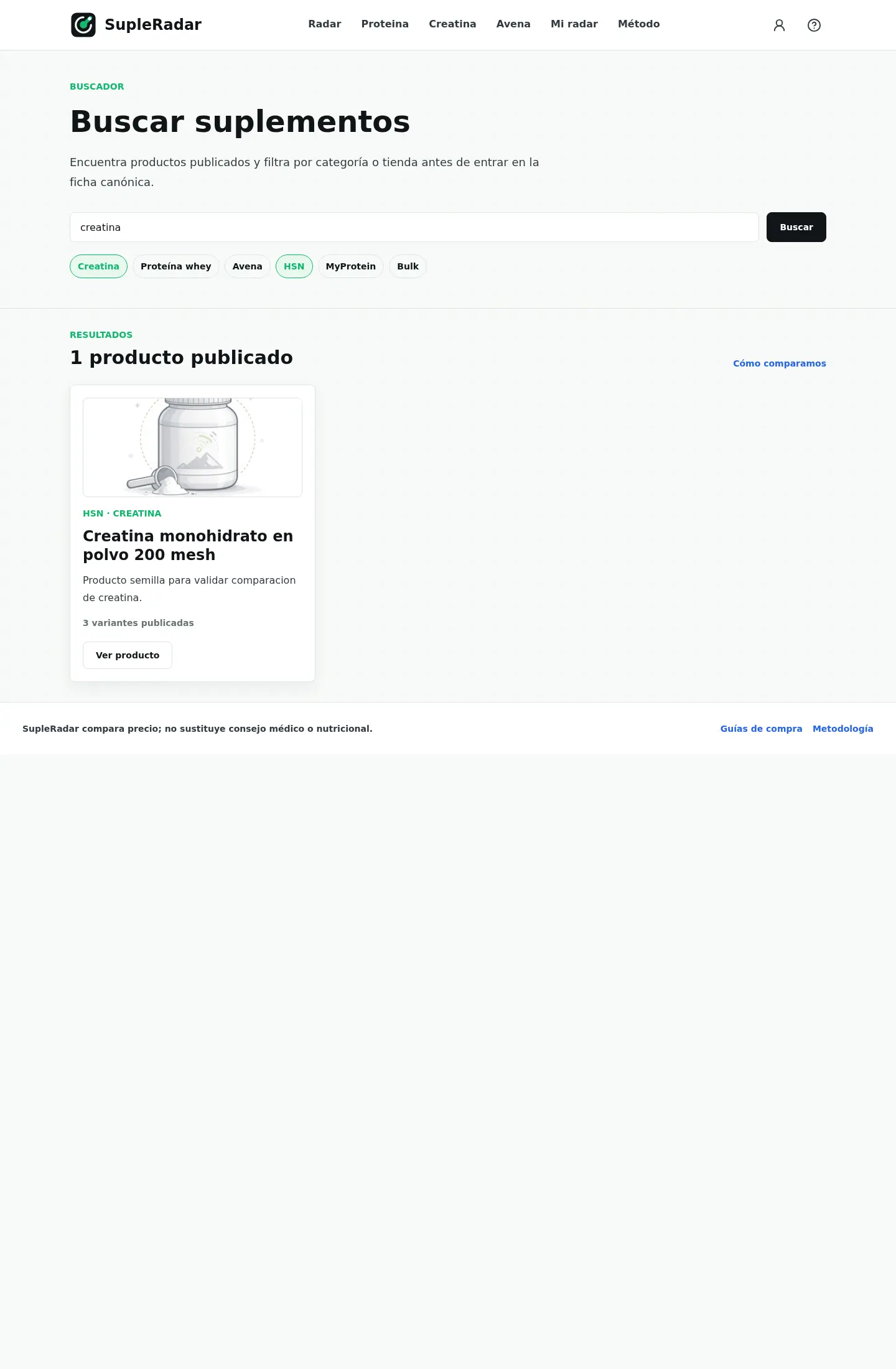 Buscador con resultados desktop