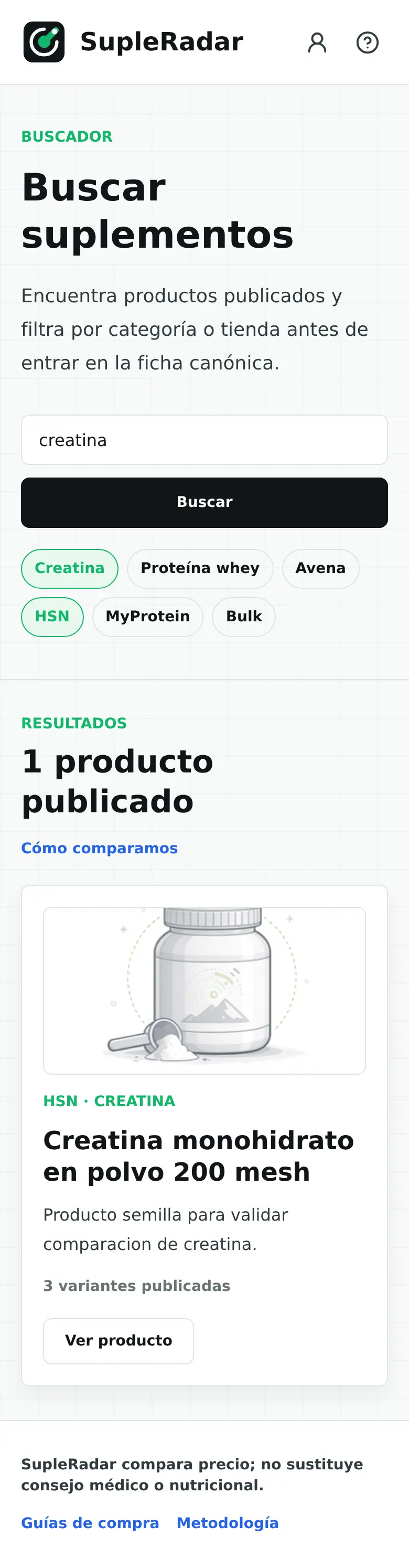 Buscador con resultados mobile