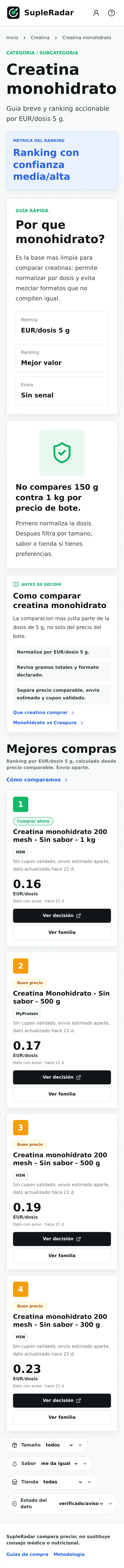 Ranking creatina monohidrato mobile